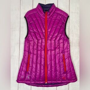 Big Agnes women's Late Lunch Down Vest - Large - warm packable pink purple zip